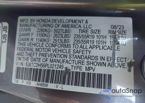 2023 Acura Rdx Technology Package from USA, damaged, VIN 5J8TC2H56PL021249